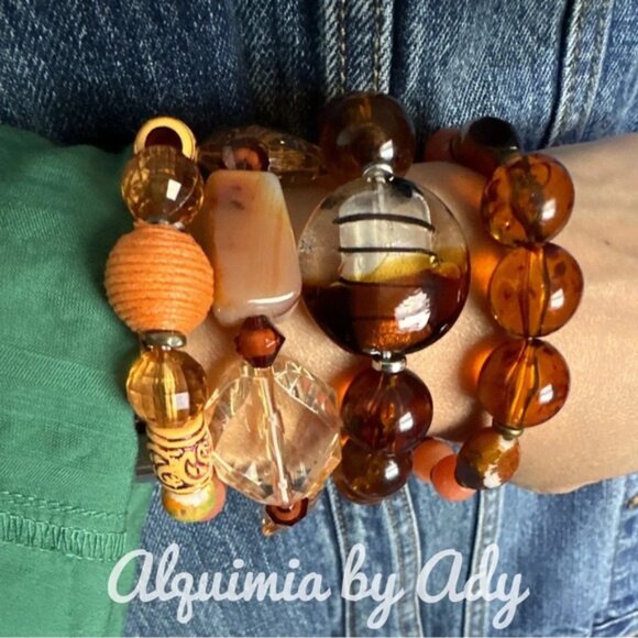 Huge carnelian maximalist beaded chunky bracelet - Picture 3 of 3